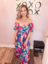 Load image into Gallery viewer, Multi Colored Floral Bubble Sleeve Dress