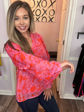 Load image into Gallery viewer, Pink & Orange Floral Long Sleeve Top (Sizes: XS-L)