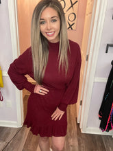 Load image into Gallery viewer, Garnet Ribbed Mock Neck Dress