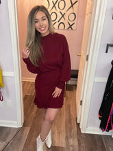Load image into Gallery viewer, Garnet Ribbed Mock Neck Dress