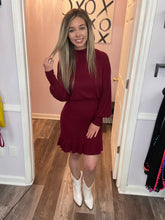 Load image into Gallery viewer, Garnet Ribbed Mock Neck Dress