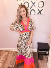 Load image into Gallery viewer, Leopard & Pink/Orange Maxi Dress