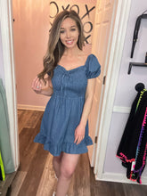Load image into Gallery viewer, Medium Wash Denim Smocked Dress