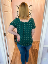 Load image into Gallery viewer, Dark & Light Green Swiss Dot Top