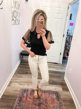 Load image into Gallery viewer, Star & Moon Mesh Sleeve Black Top