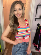 Load image into Gallery viewer, Multi-Colored Knit Tank With Cherry Detailing