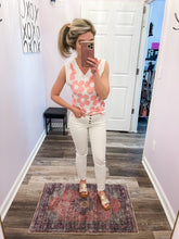 Load image into Gallery viewer, White & Pink Floral V Neck Sleeveless Top
