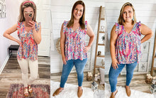 Load image into Gallery viewer, Babydoll V Neck Floral Print Lilly Inspired Ruffled Top