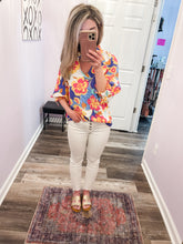 Load image into Gallery viewer, Multi Colored Floral V Neck Top