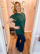 Load image into Gallery viewer, Plus Size Green Eyelet Flutter Top