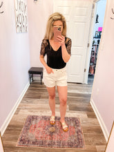 Load image into Gallery viewer, Black Scalloped Lace Short Sleeve Top