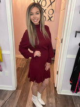 Load image into Gallery viewer, Garnet Ribbed Mock Neck Dress