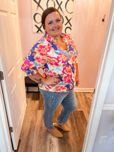Load image into Gallery viewer, Multi Colored Floral V Neck Top (S-3XL)