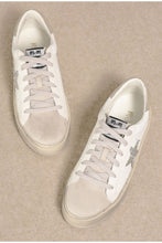 Load image into Gallery viewer, White & Champagne Low Top Star Sneakers Golden Goose Dupe