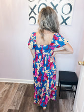 Load image into Gallery viewer, Multi Colored Floral Bubble Sleeve Dress