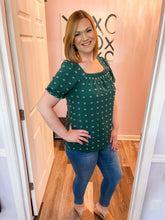 Load image into Gallery viewer, Dark & Light Green Swiss Dot Top