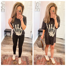 Load image into Gallery viewer, Vintage Black Mineral Washed Skeleton Rock Hand Graphic T-Shirt