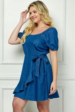 Load image into Gallery viewer, Plus Size Medium Wash Denim Ruffled Dress