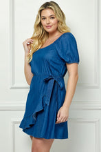 Load image into Gallery viewer, Plus Size Medium Wash Denim Ruffled Dress