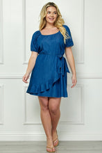 Load image into Gallery viewer, Plus Size Medium Wash Denim Ruffled Dress