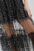 Load image into Gallery viewer, Black & Multi-Colored Sequin Tiered Maxi Dress