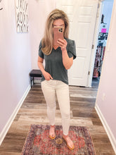 Load image into Gallery viewer, Dark Green Petal Sleeve V Neck Top