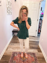 Load image into Gallery viewer, Dark & Light Green Swiss Dot Top