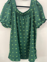 Load image into Gallery viewer, Dark & Light Green Swiss Dot Top