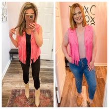 Load image into Gallery viewer, Pink Fringed Suede Like Vest (Sizes: S-3XL)