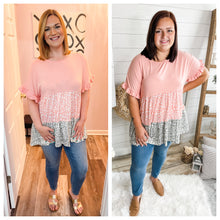 Load image into Gallery viewer, Plus Size Color Block Leopard Babydoll Top