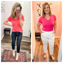 Load image into Gallery viewer, Fuchsia V-Neck Jersey Top