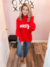Load image into Gallery viewer, Merry Embroidered Red Turtleneck Sweater