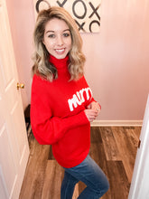 Load image into Gallery viewer, Merry Embroidered Red Turtleneck Sweater