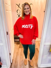 Load image into Gallery viewer, Merry Embroidered Red Turtleneck Sweater