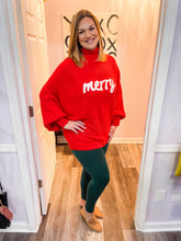 Load image into Gallery viewer, Merry Embroidered Red Turtleneck Sweater