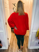 Load image into Gallery viewer, Merry Embroidered Red Turtleneck Sweater