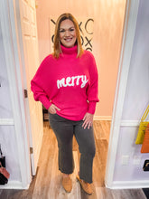 Load image into Gallery viewer, Merry Embroidered Pink Turtleneck Sweater