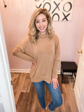 Load image into Gallery viewer, Camel Turtleneck Side Slit Sweater