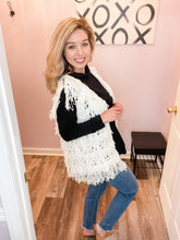Load image into Gallery viewer, Ivory Fringed Tiered Sweater Vest