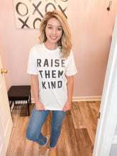 Load image into Gallery viewer, Raise Them Kind White Graphic T-Shirt