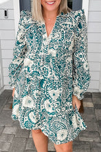 Load image into Gallery viewer, Plus Size Green & Cream Floral Dress (Sizes: 1XL-4XL)