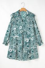 Load image into Gallery viewer, Plus Size Green & Cream Floral Dress (Sizes: 1XL-4XL)