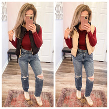 Load image into Gallery viewer, Black & Tan Reversible Puffer Cropped Vest