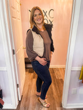 Load image into Gallery viewer, Black & Tan Reversible Puffer Cropped Vest