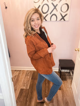 Load image into Gallery viewer, Rust Corduroy Feeling Sherpa Lined Shacket