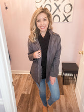 Load image into Gallery viewer, Dark Grey Utility Jacket With Hood