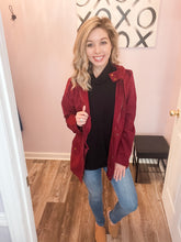 Load image into Gallery viewer, Wine Utility Jacket With Hood