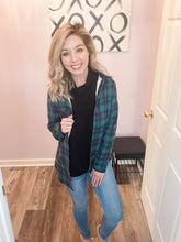 Load image into Gallery viewer, Green & Navy Plaid Sherpa Lined Shacket