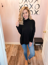Load image into Gallery viewer, Black Turtleneck Side Slit Sweater