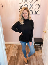 Load image into Gallery viewer, Black Turtleneck Side Slit Sweater